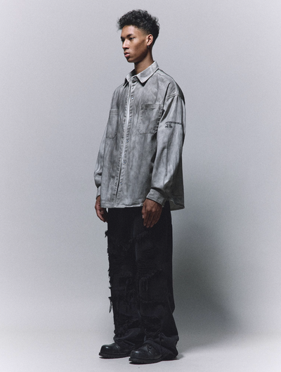 ANTIDOTE Gradient Washed Dye Long Sleeve Denim Shirt | Face 3 Face