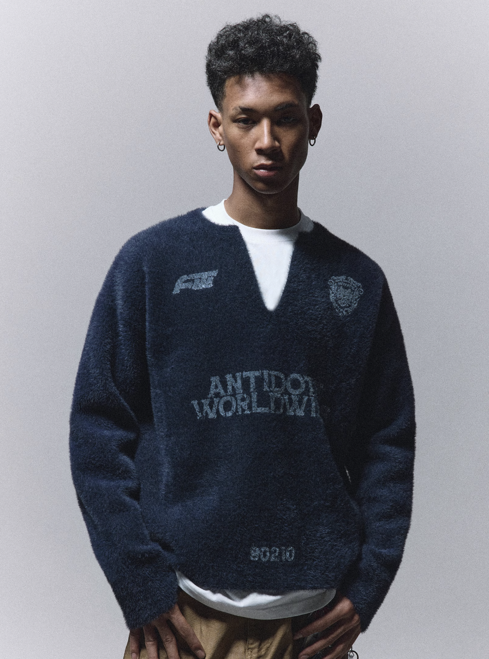 ANTIDOTE Imitation Mink Sports Print Knit Sweater | Face 3 Face