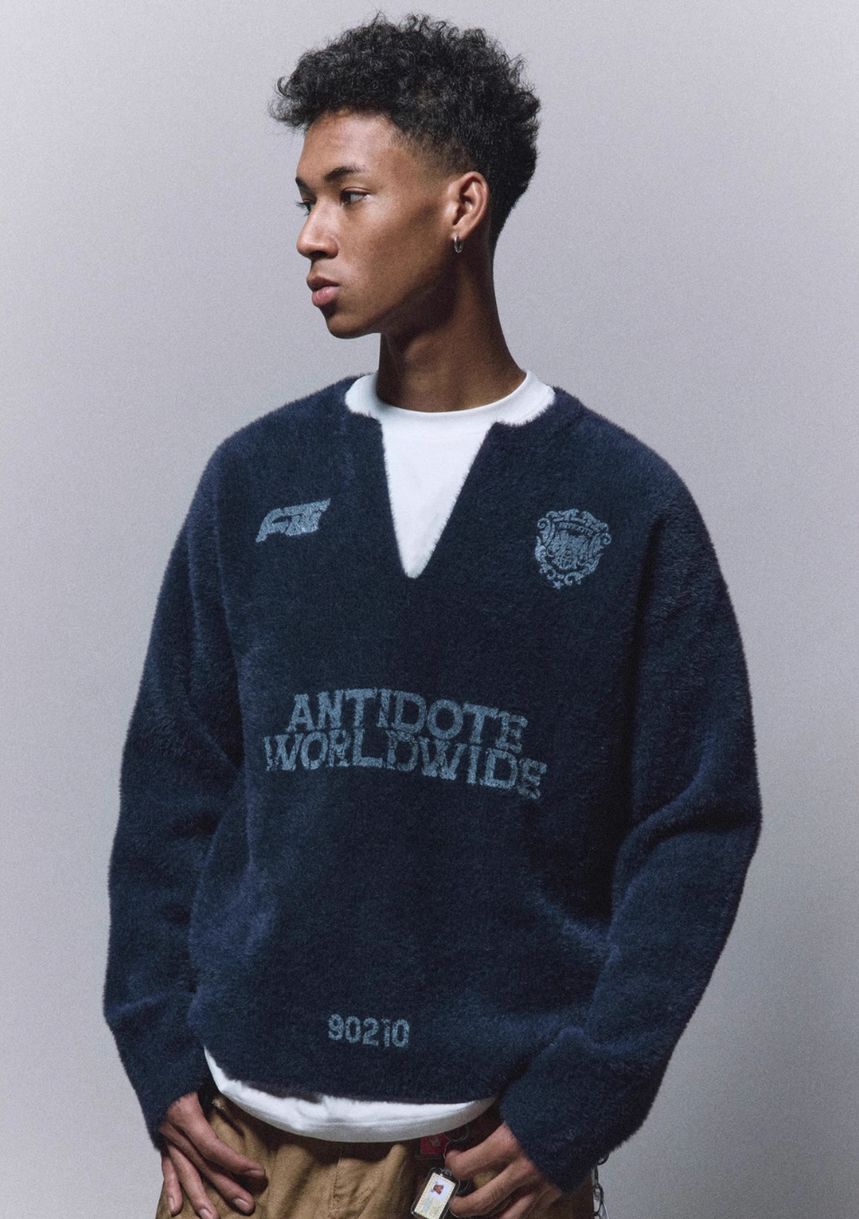 ANTIDOTE Imitation Mink Sports Print Knit Sweater | Face 3 Face