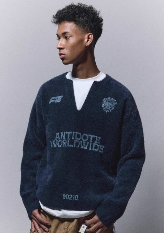 ANTIDOTE Imitation Mink Sports Print Knit Sweater | Face 3 Face