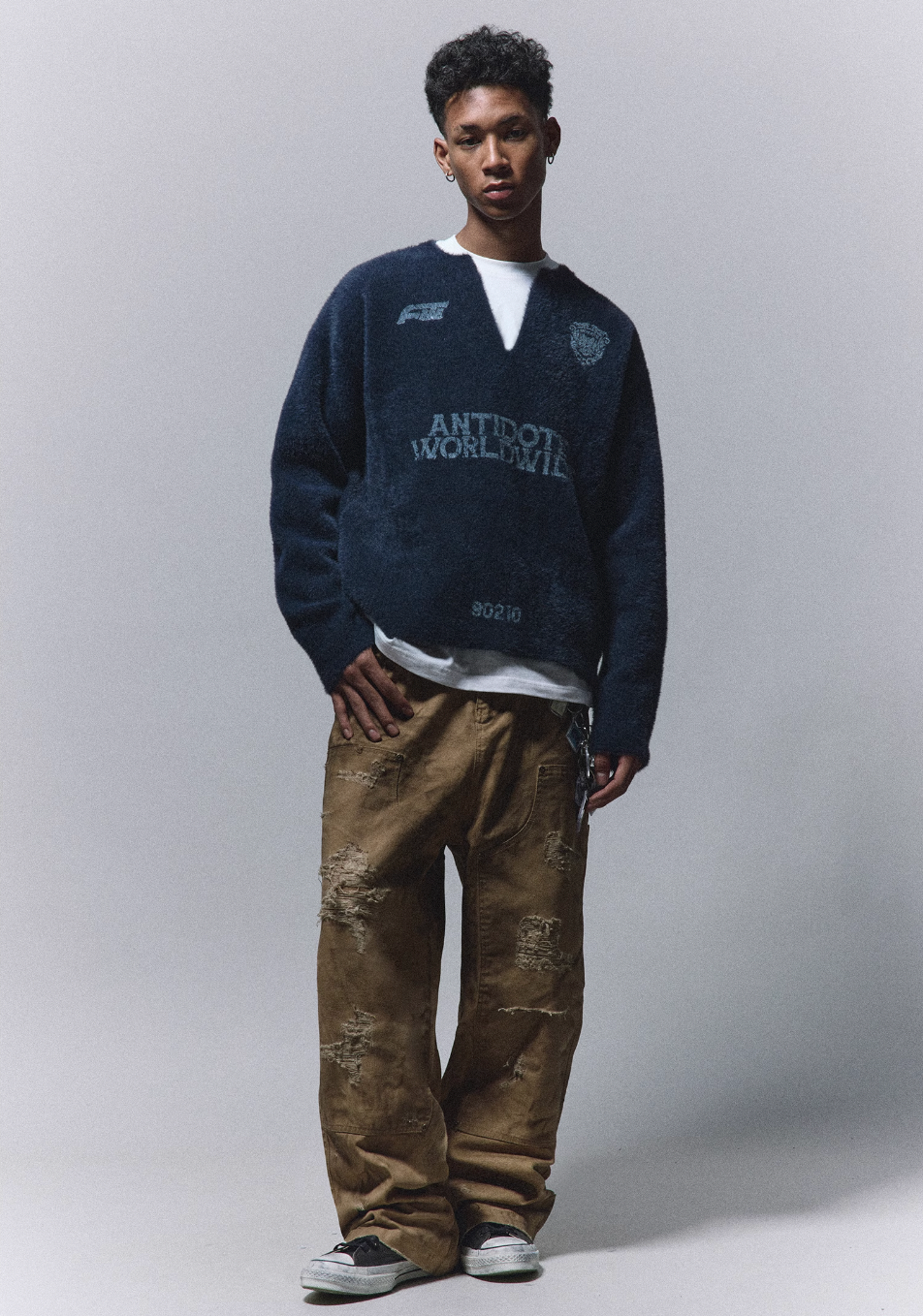 ANTIDOTE Imitation Mink Sports Print Knit Sweater | Face 3 Face