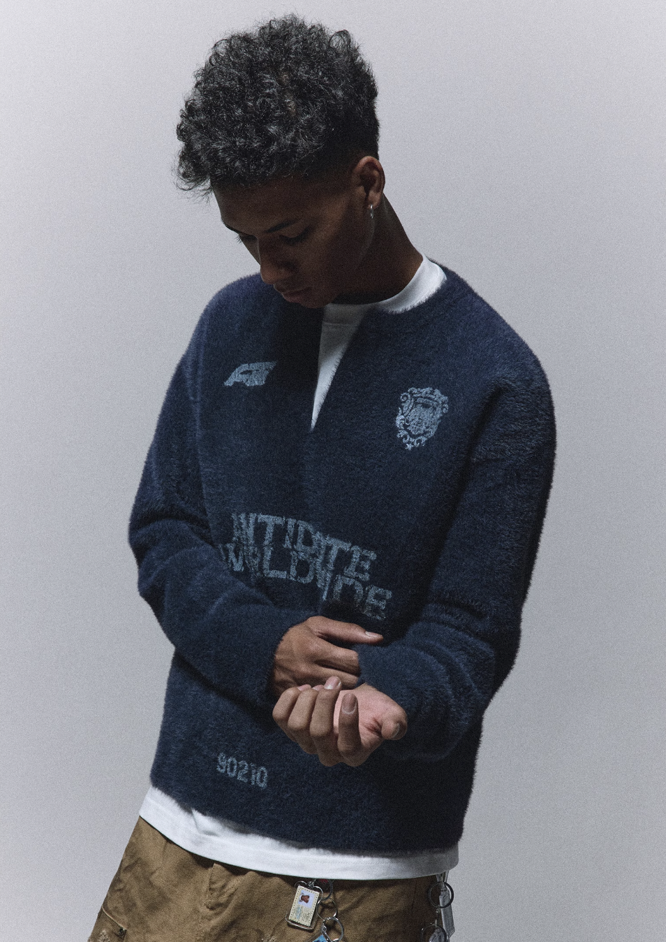 ANTIDOTE Imitation Mink Sports Print Knit Sweater | Face 3 Face