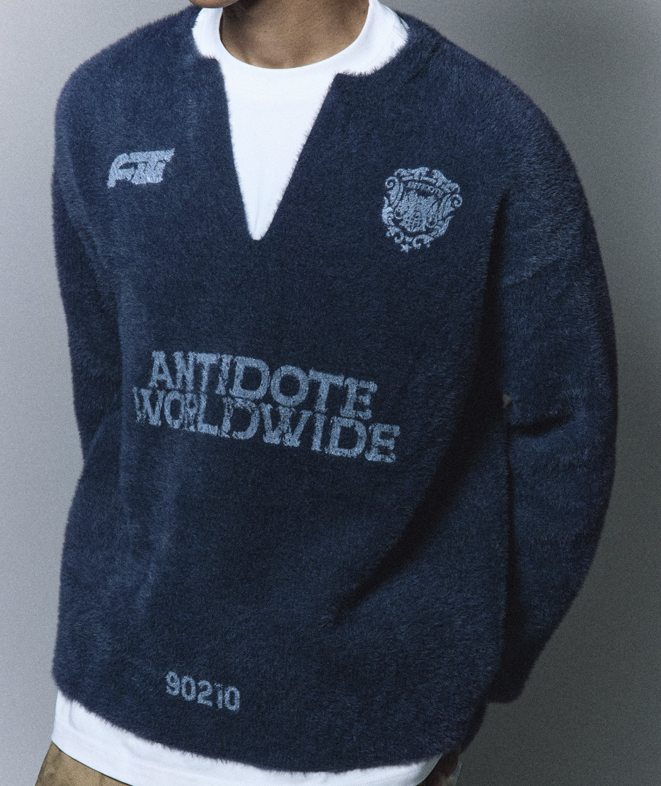 ANTIDOTE Imitation Mink Sports Print Knit Sweater | Face 3 Face