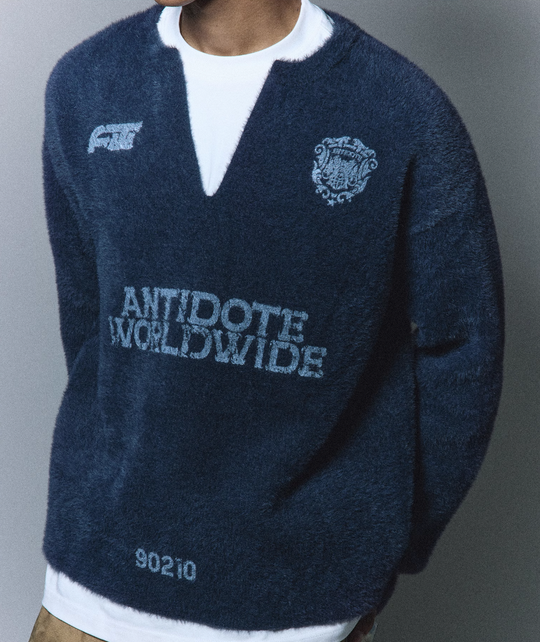 ANTIDOTE Imitation Mink Sports Print Knit Sweater | Face 3 Face