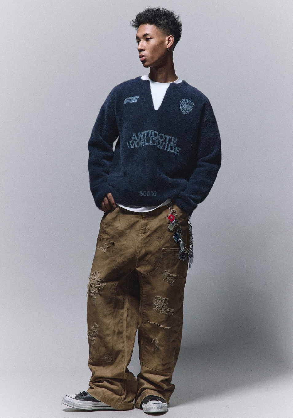 ANTIDOTE Imitation Mink Sports Print Knit Sweater | Face 3 Face