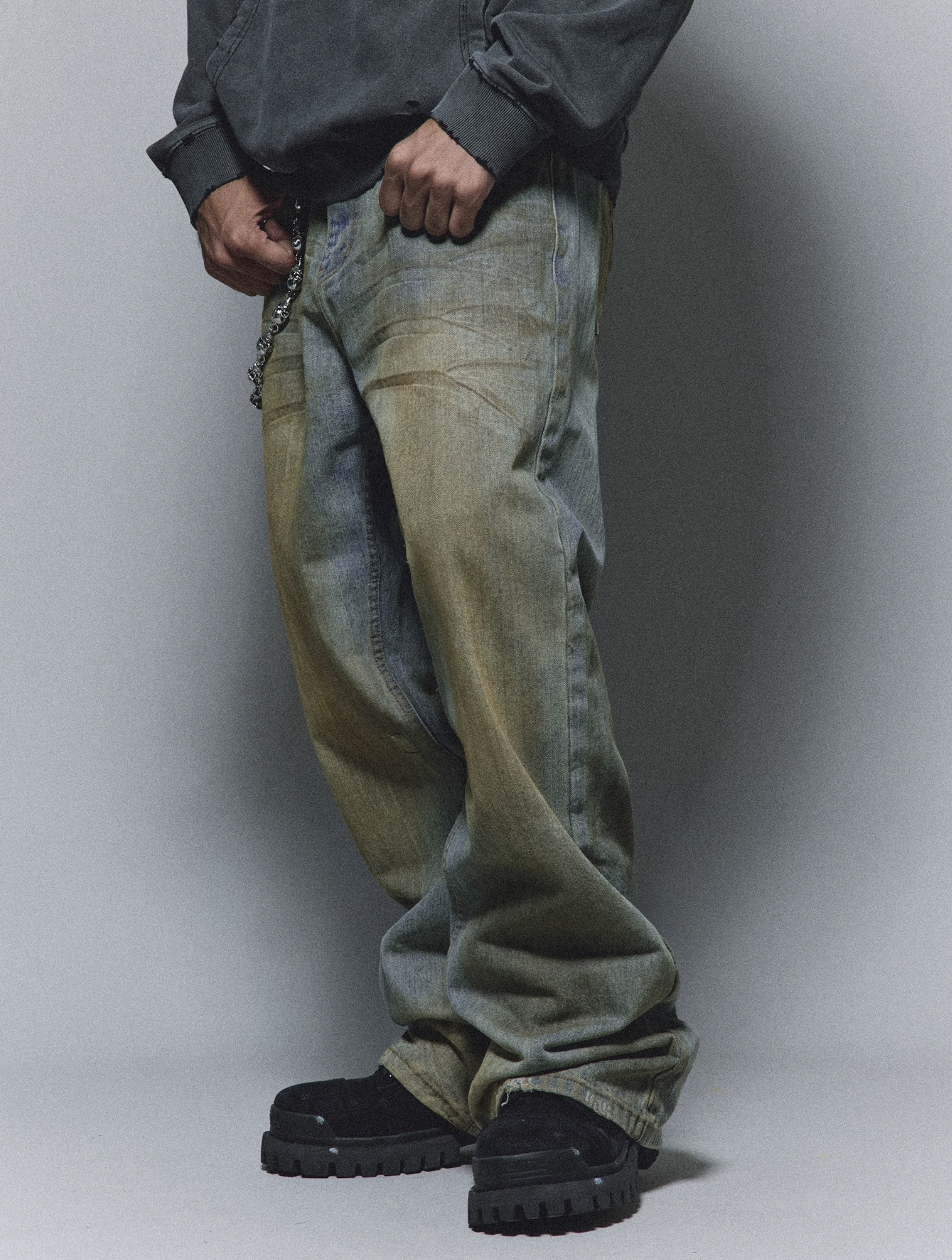 ANTIDOTE Micro Slim Dirty Herringbone Stripe Mud Dye Jeans | Face 3 Face