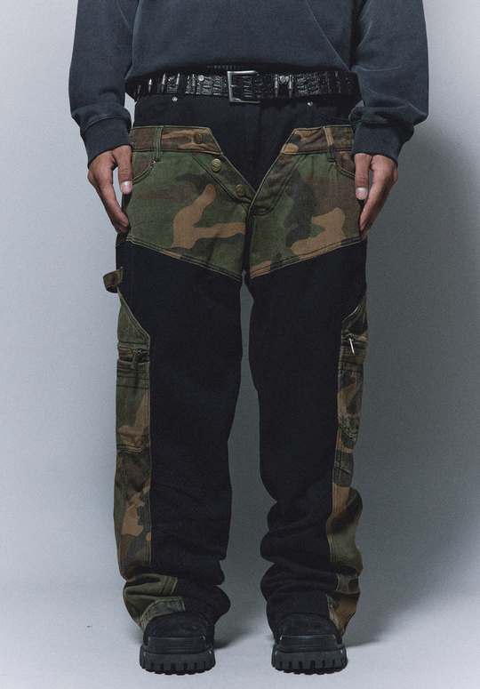 ANTIDOTE Camouflage Canvas Patchwork Baggy Pants | Face 3 Face