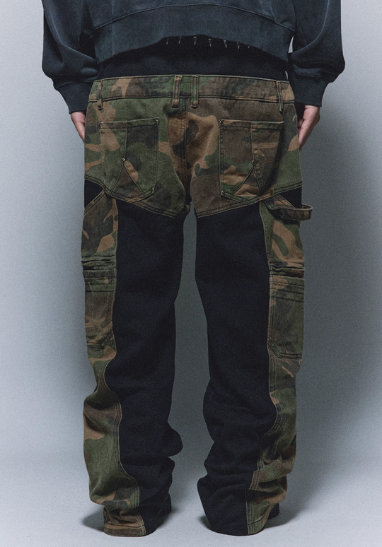ANTIDOTE Camouflage Canvas Patchwork Baggy Pants | Face 3 Face