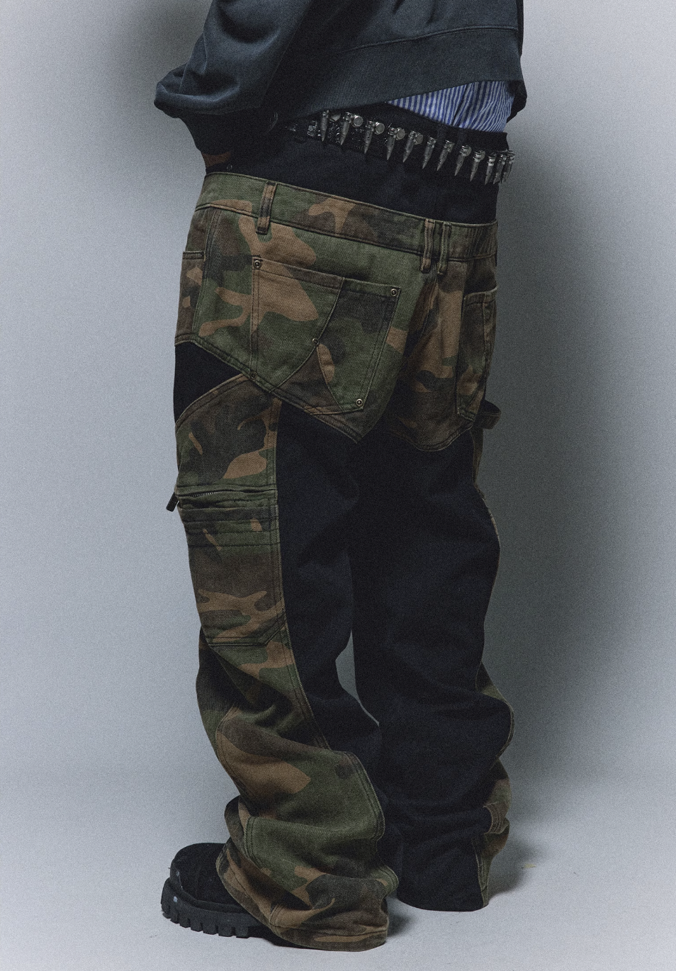 ANTIDOTE Camouflage Canvas Patchwork Baggy Pants | Face 3 Face