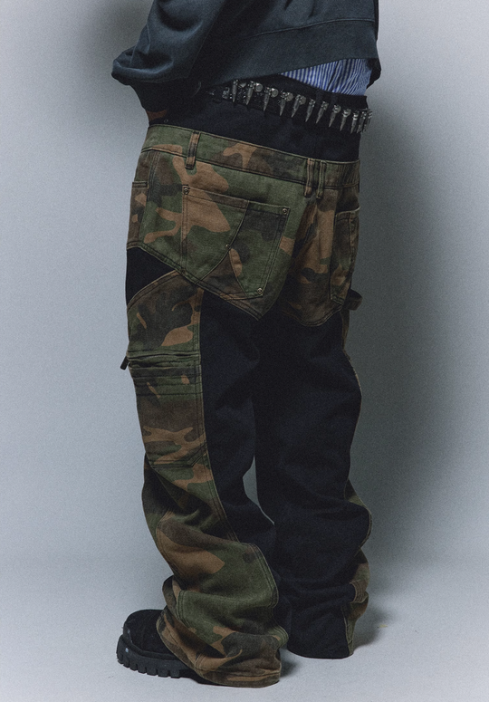 ANTIDOTE Camouflage Canvas Patchwork Baggy Pants | Face 3 Face