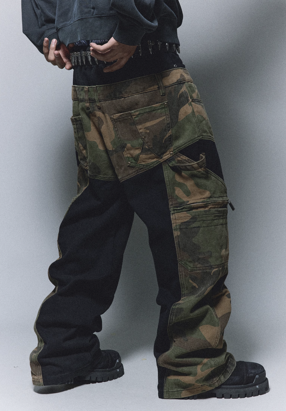 ANTIDOTE Camouflage Canvas Patchwork Baggy Pants | Face 3 Face