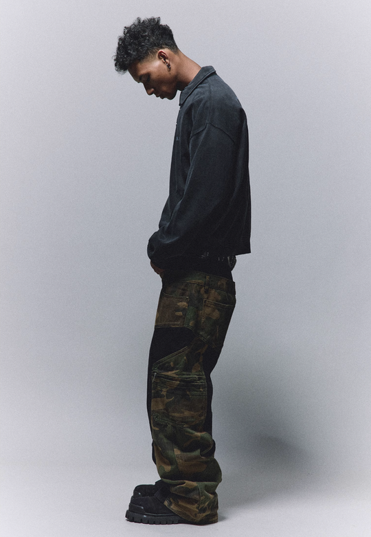 ANTIDOTE Camouflage Canvas Patchwork Baggy Pants | Face 3 Face