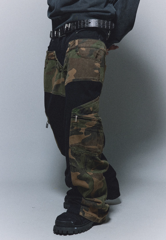 ANTIDOTE Camouflage Canvas Patchwork Baggy Pants | Face 3 Face