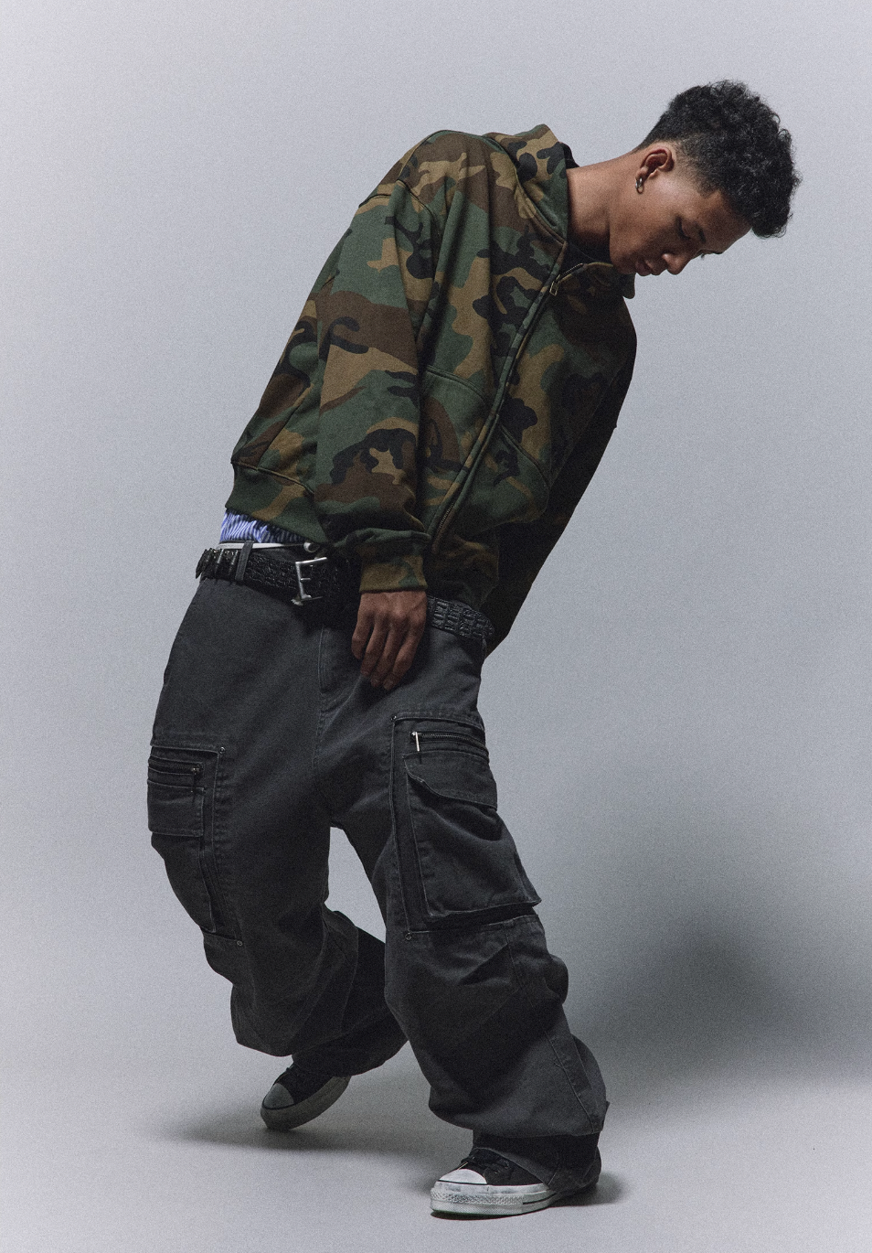 ANTIDOTE Stonewashed Inset Pocket Baggy Cargo Pants | Face 3 Face