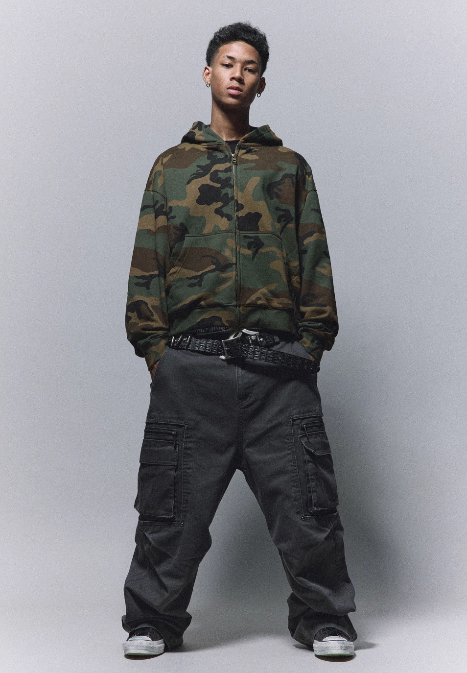 ANTIDOTE Stonewashed Inset Pocket Baggy Cargo Pants | Face 3 Face