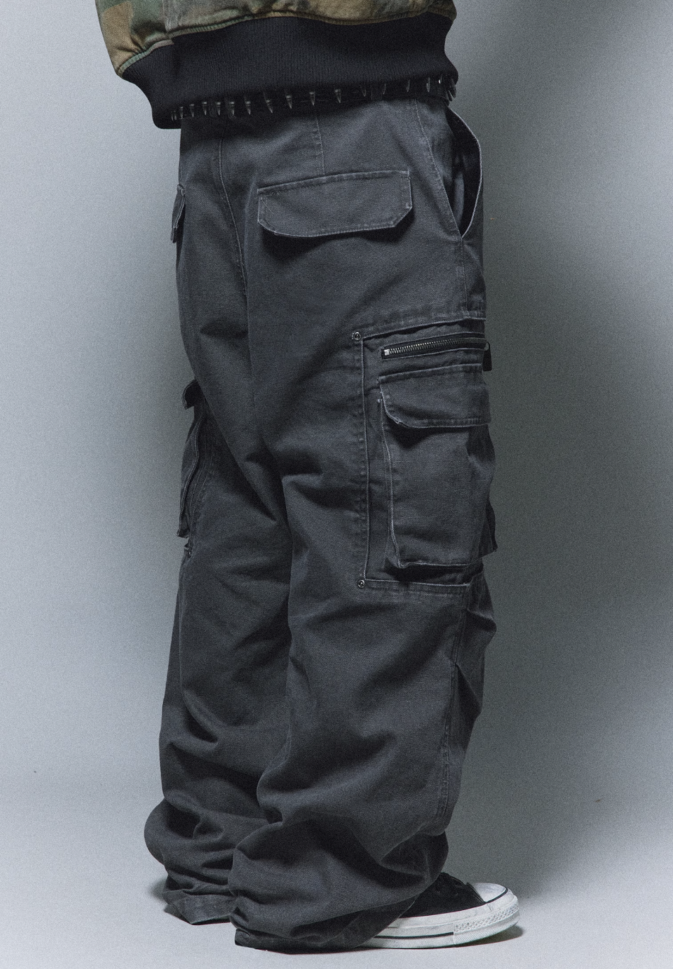 ANTIDOTE Stonewashed Inset Pocket Baggy Cargo Pants | Face 3 Face