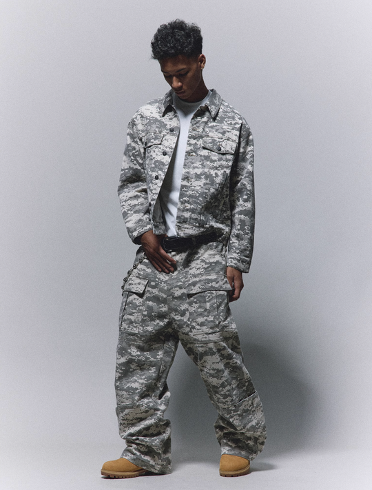 ANTIDOTE Mosaic Camouflage Large Pockets Baggy Cargo Pants | Face 3 Face