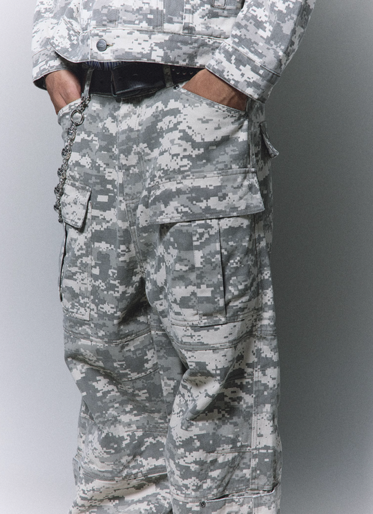 ANTIDOTE Mosaic Camouflage Large Pockets Baggy Cargo Pants | Face 3 Face