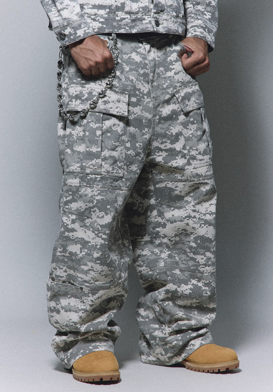 ANTIDOTE Mosaic Camouflage Large Pockets Baggy Cargo Pants | Face 3 Face