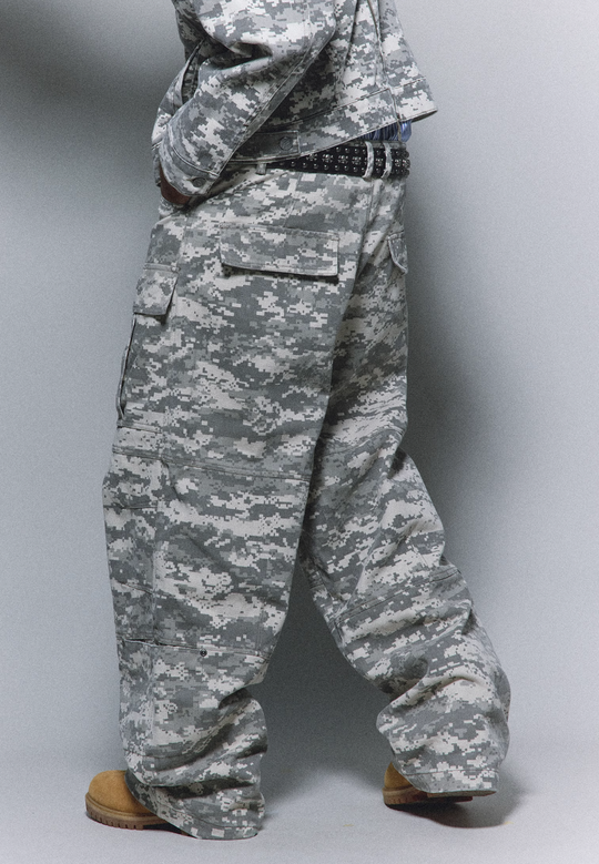 ANTIDOTE Mosaic Camouflage Large Pockets Baggy Cargo Pants | Face 3 Face