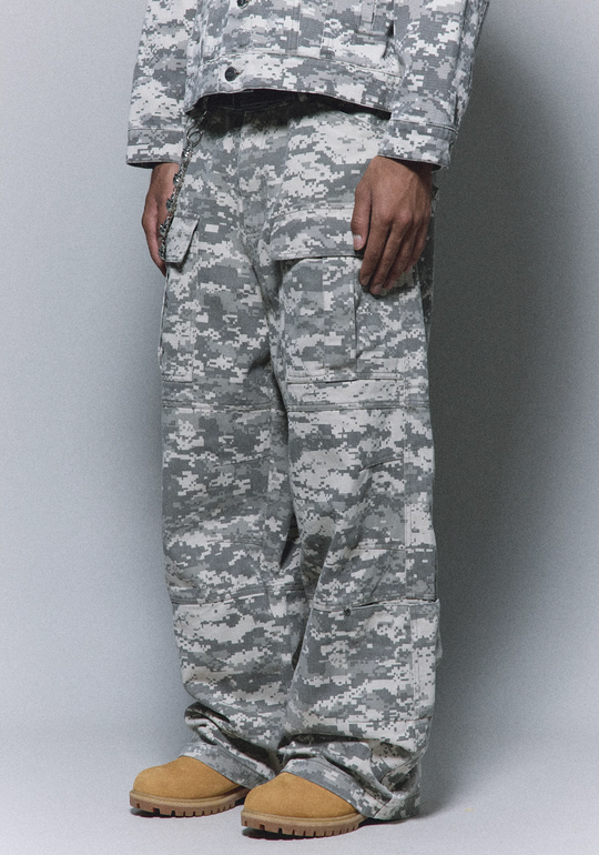 ANTIDOTE Mosaic Camouflage Large Pockets Baggy Cargo Pants | Face 3 Face