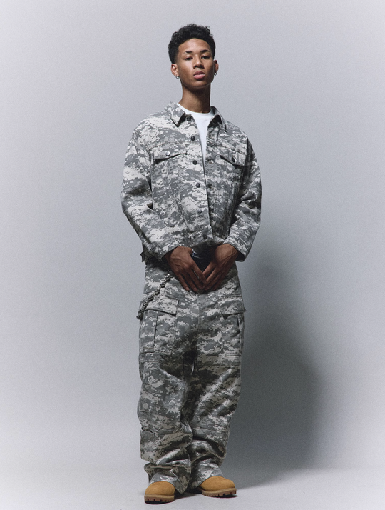 ANTIDOTE Mosaic Camouflage Large Pockets Baggy Cargo Pants | Face 3 Face