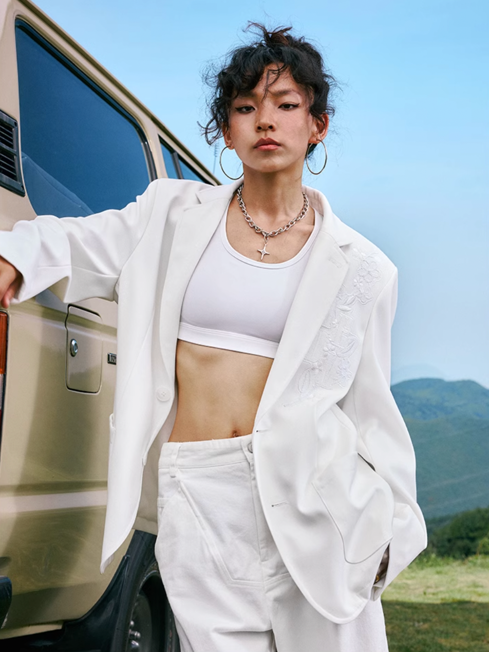 MEDM Lace Floral Embroidery Suit Jacket | Face 3 Face