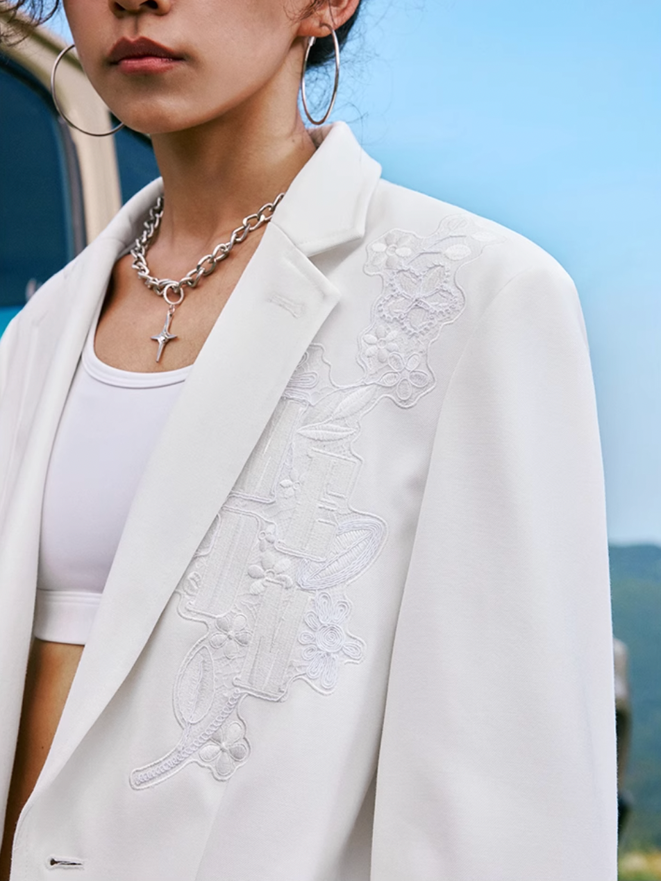 MEDM Lace Floral Embroidery Suit Jacket | Face 3 Face