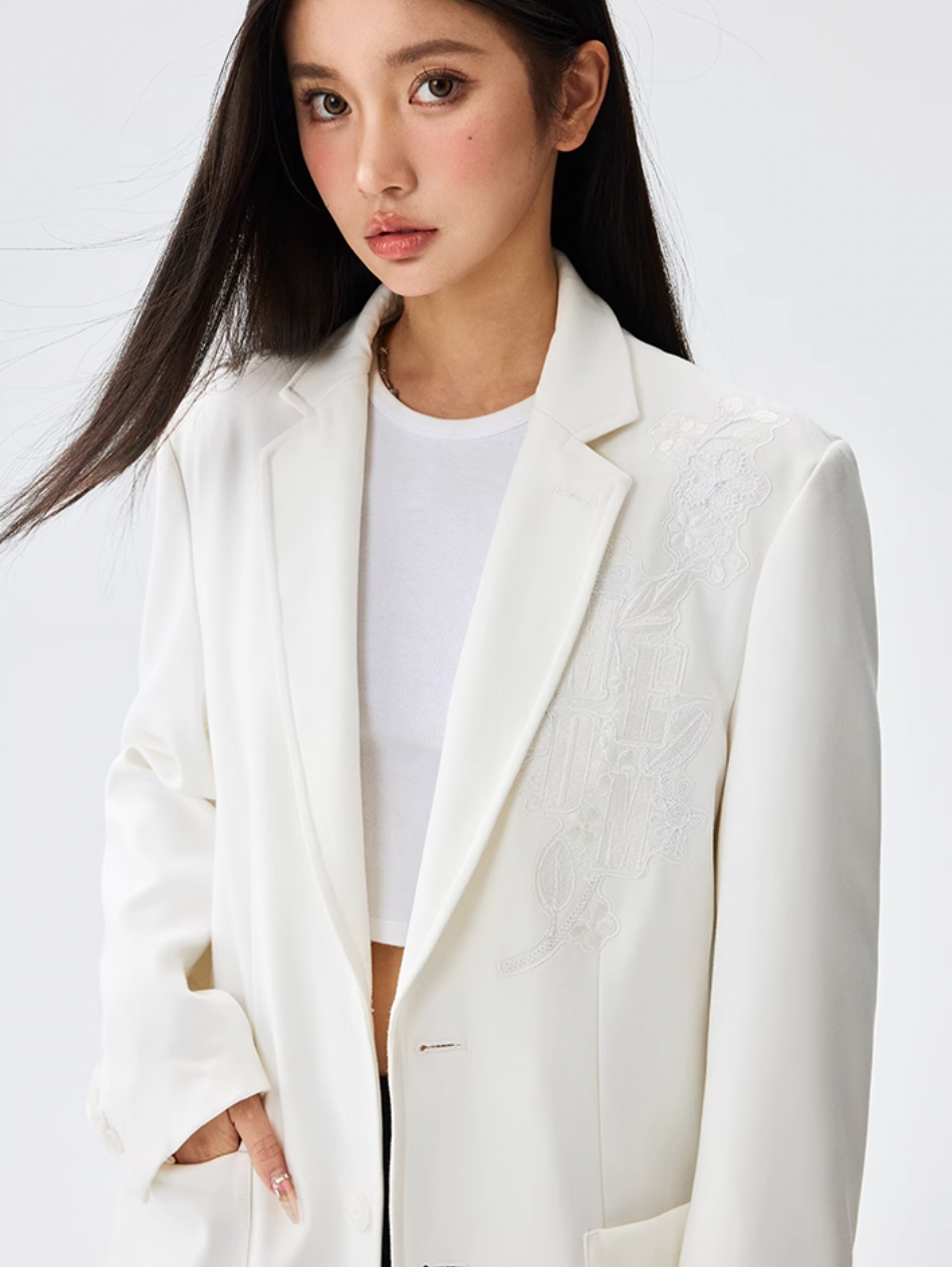 MEDM Lace Floral Embroidery Suit Jacket | Face 3 Face