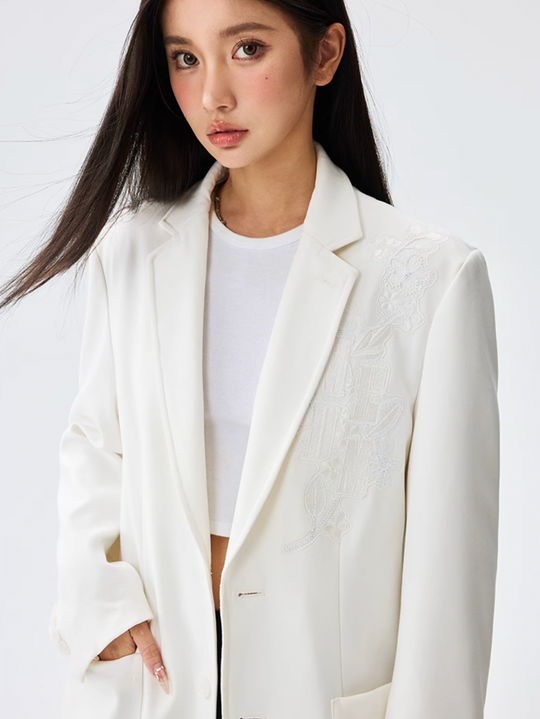 MEDM Lace Floral Embroidery Suit Jacket | Face 3 Face