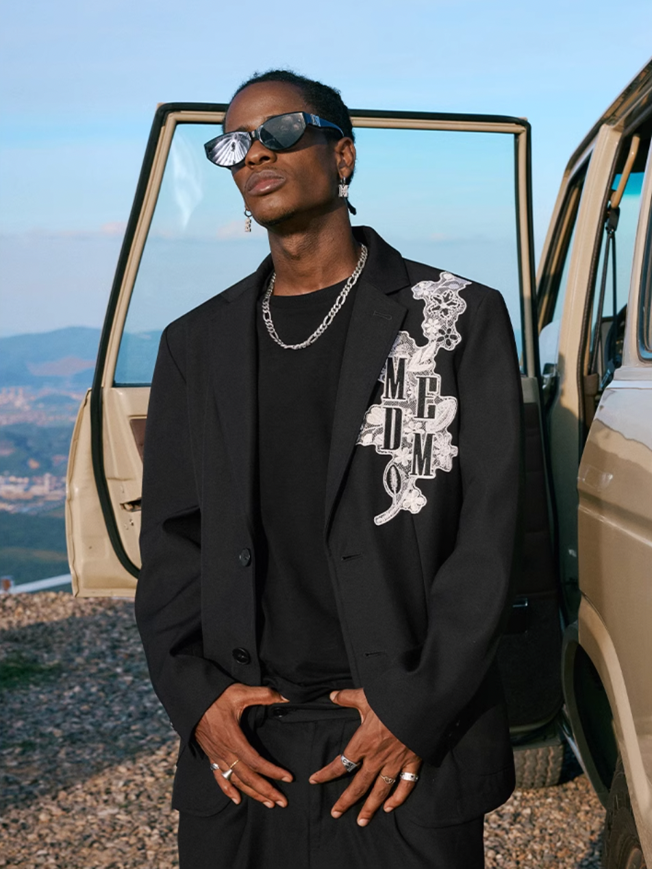 MEDM Lace Floral Embroidery Suit Jacket | Face 3 Face