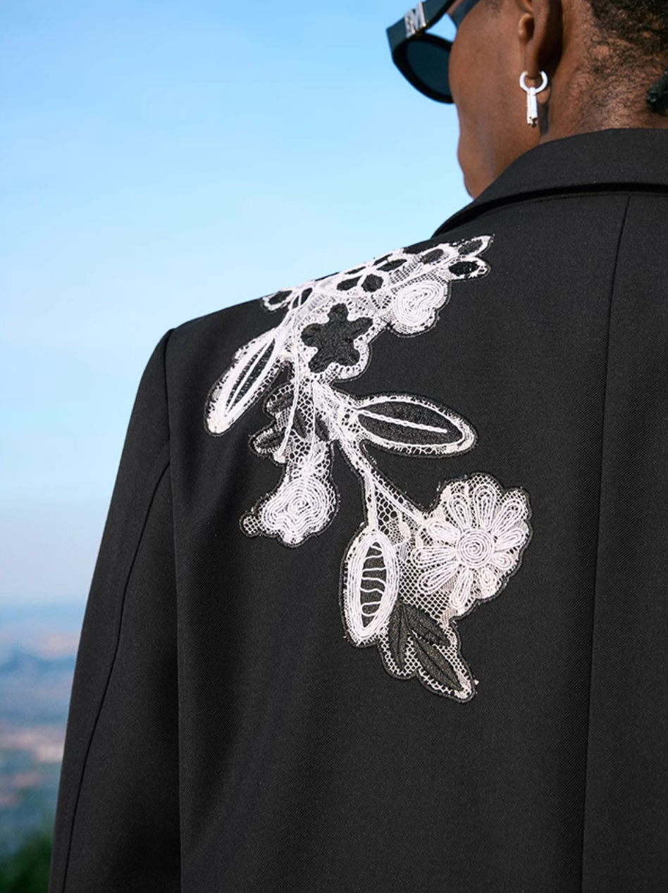MEDM Lace Floral Embroidery Suit Jacket | Face 3 Face
