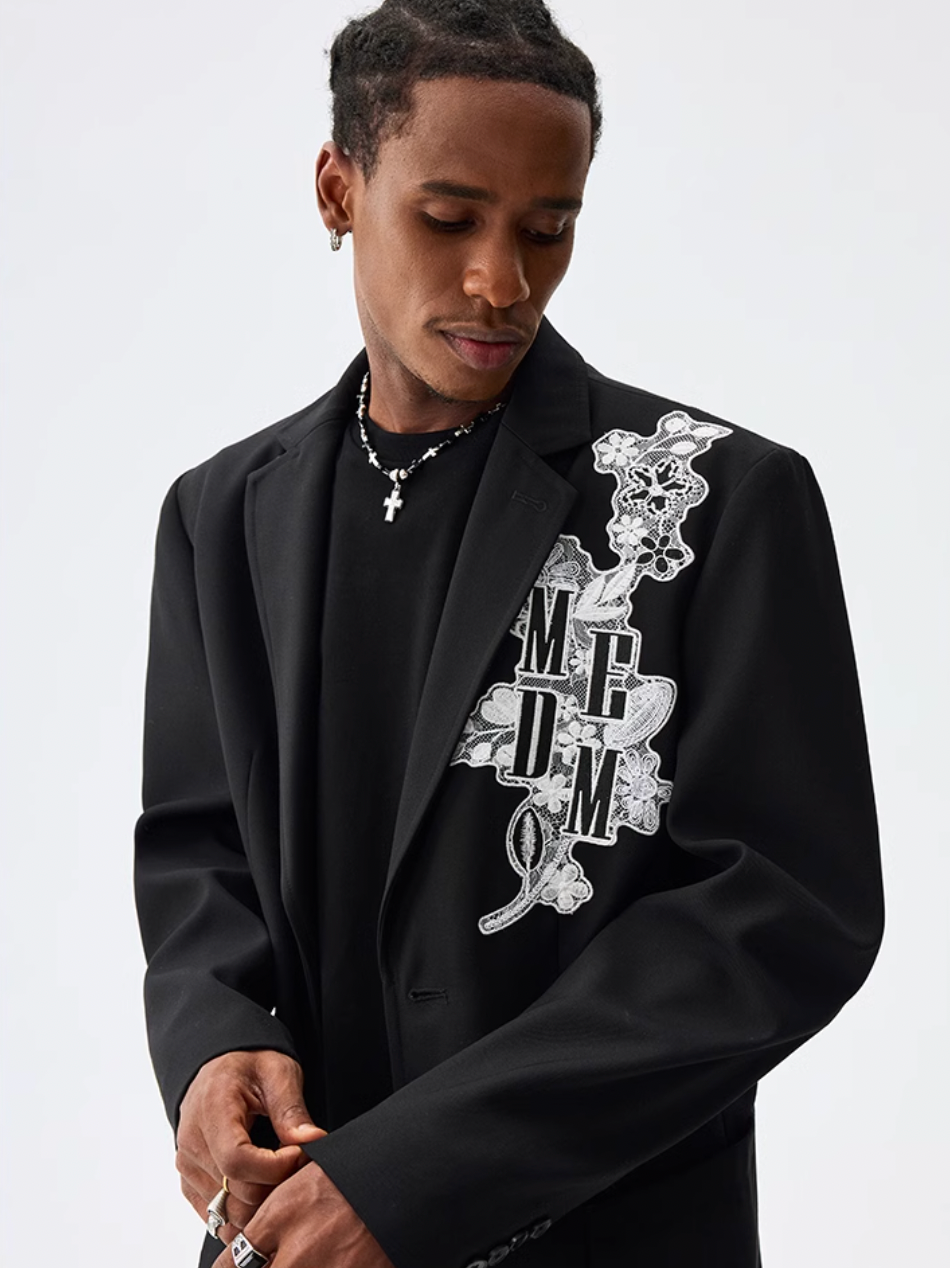 MEDM Lace Floral Embroidery Suit Jacket | Face 3 Face