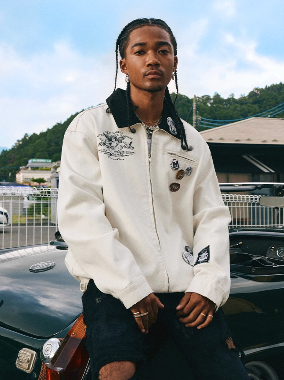 MEDM Sketch Angel Dove Embroidered Detroit Jacket | Face 3 Face