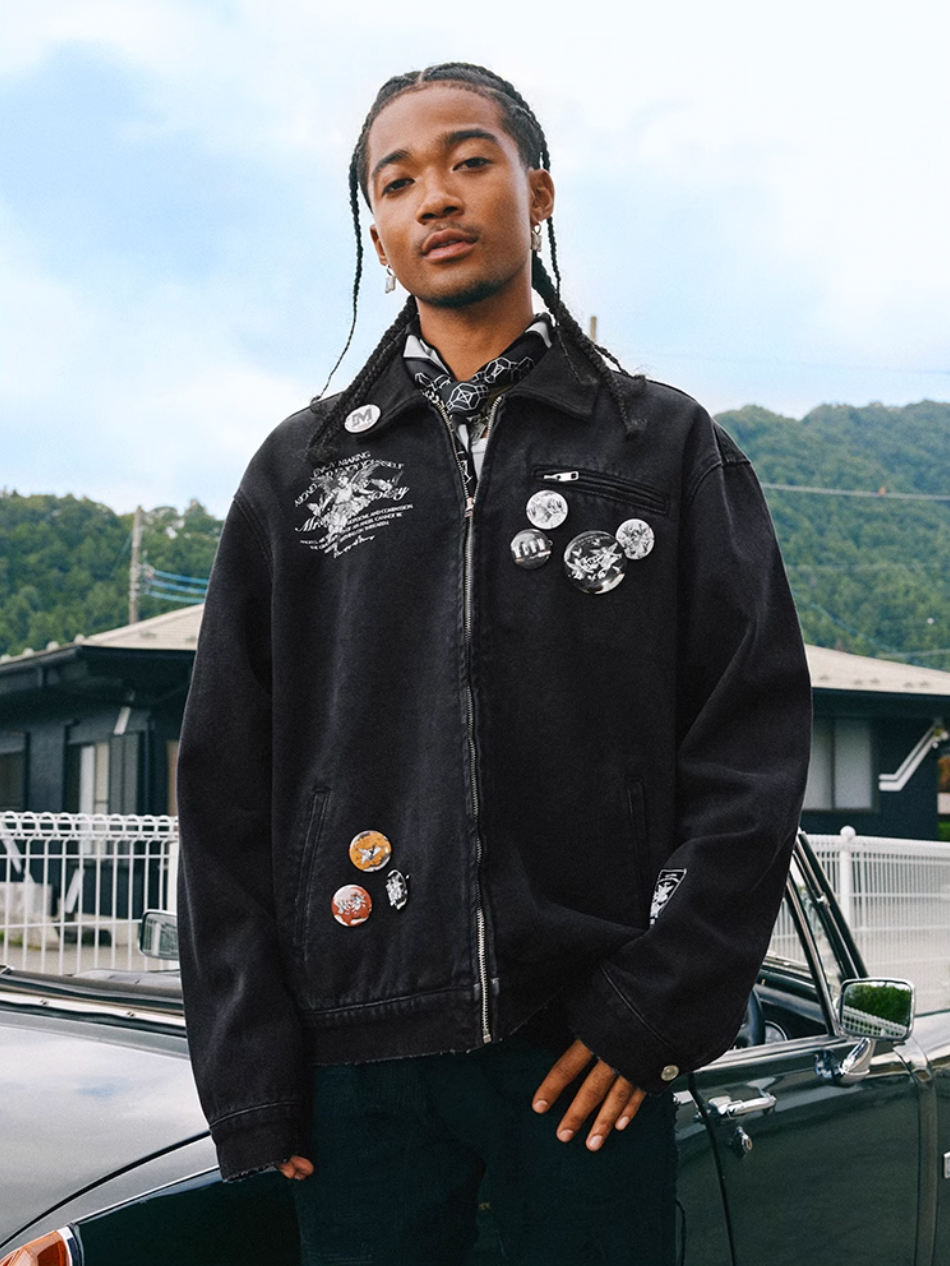 MEDM Sketch Angel Dove Embroidered Detroit Jacket | Face 3 Face