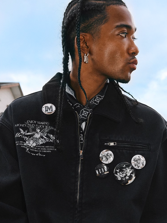 MEDM Sketch Angel Dove Embroidered Detroit Jacket | Face 3 Face