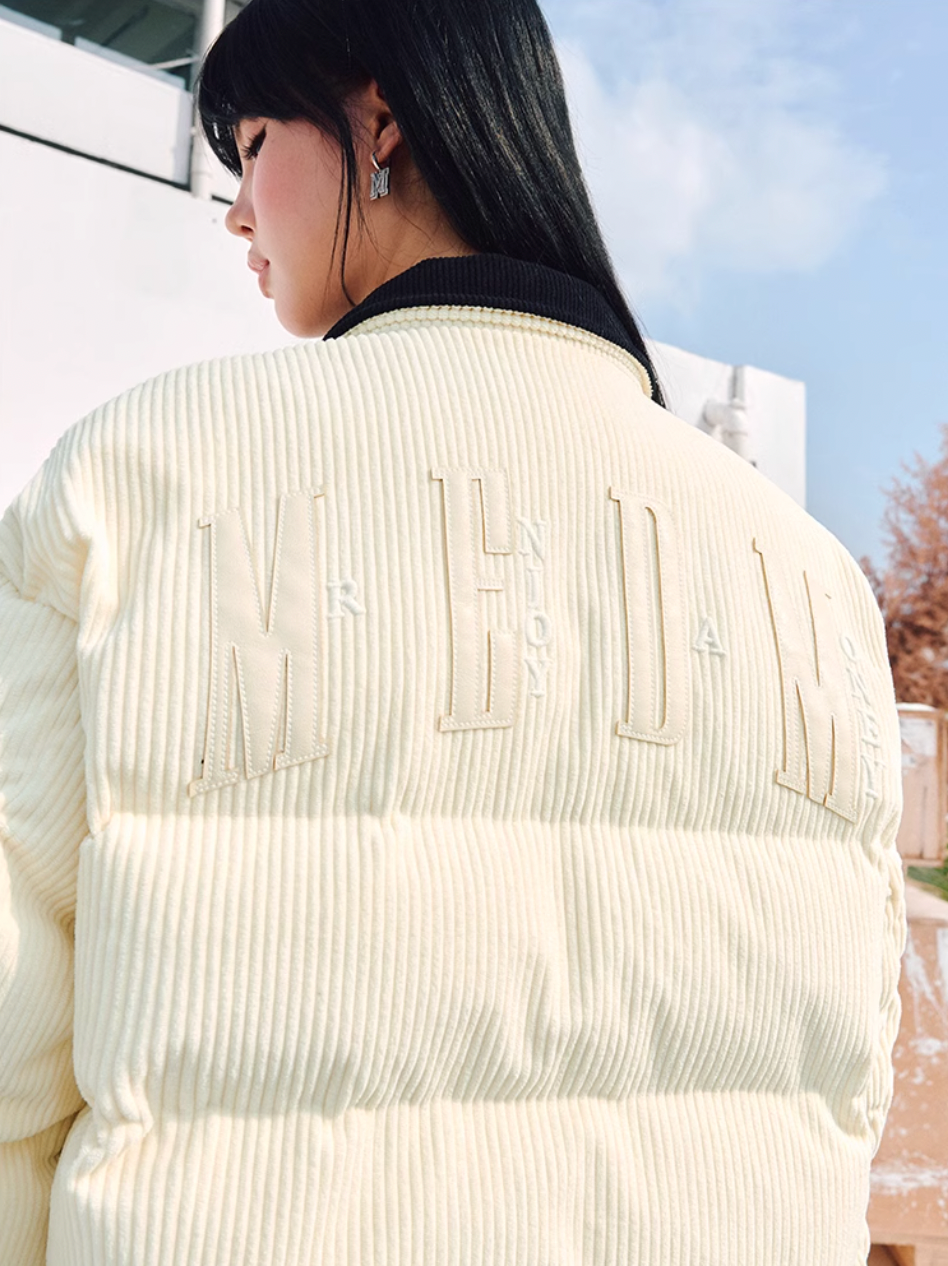 MEDM Corduroy Lapel Color Blocking Down Jacket | Face 3 Face