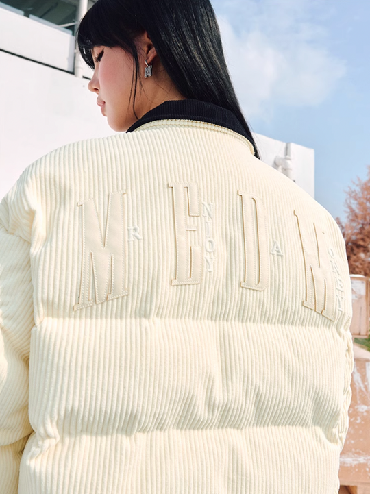 MEDM Corduroy Lapel Color Blocking Down Jacket | Face 3 Face