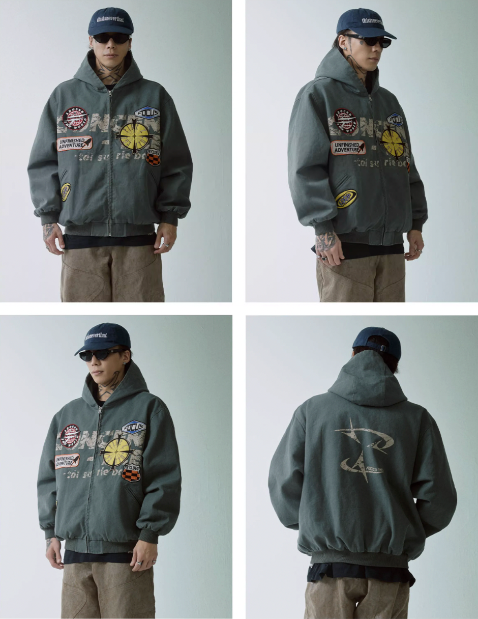 F2CE Canvas Embroidery Printing Hooded Work Jacket | Face 3 Face