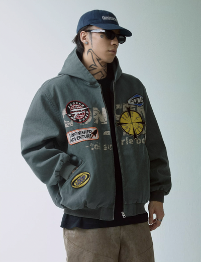 F2CE Canvas Embroidery Printing Hooded Work Jacket | Face 3 Face