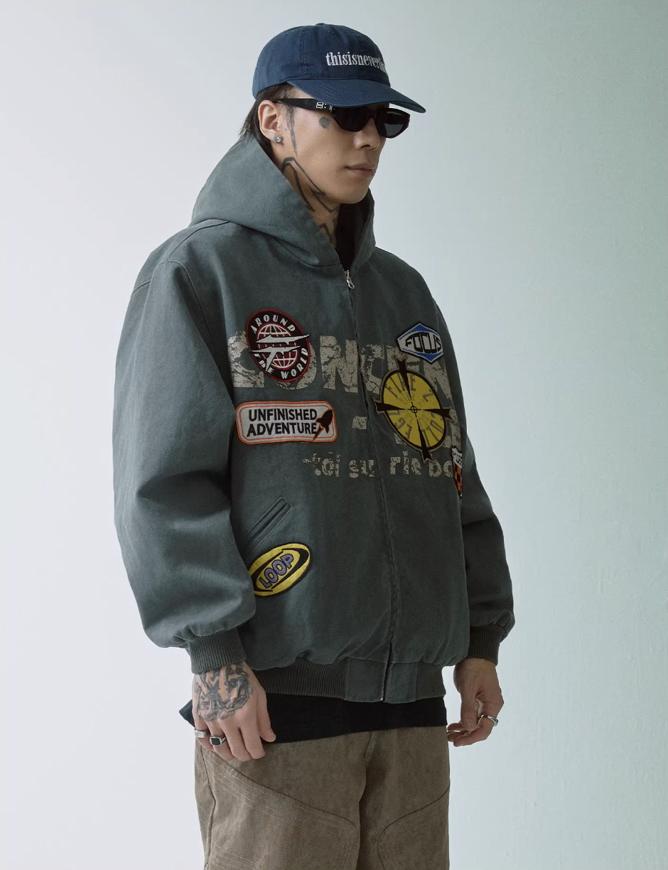 F2CE Canvas Embroidery Printing Hooded Work Jacket | Face 3 Face