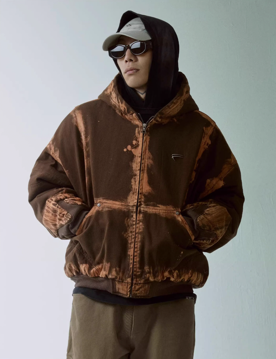 F2CE Hand Dyed Quilted Lining Hooded Work Jacket | Face 3 Face