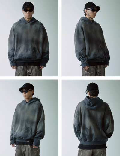 F2CE Handmade Gradient Spray Dye Destruction Hoodie | Face 3 Face