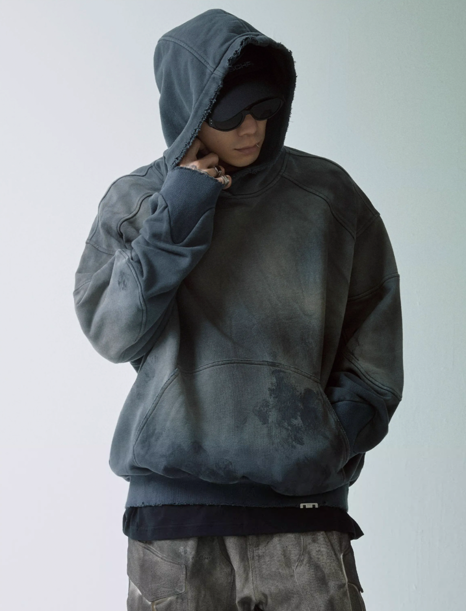 F2CE Handmade Gradient Spray Dye Destruction Hoodie | Face 3 Face