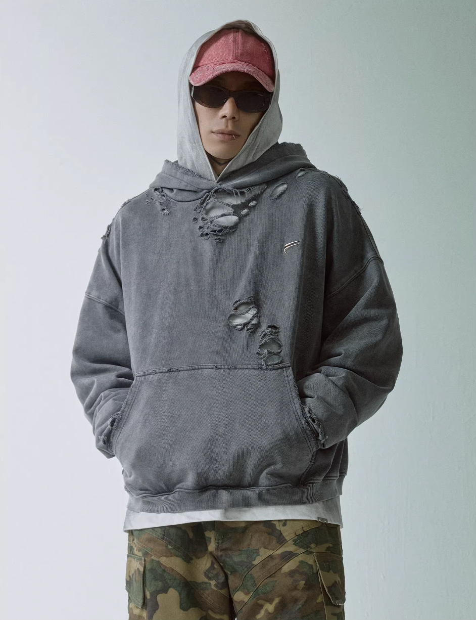 専用出品 Embellished Distressed Hoodie Maison MIHARA YASUHIRO Embellished Distressed Hoodie （White