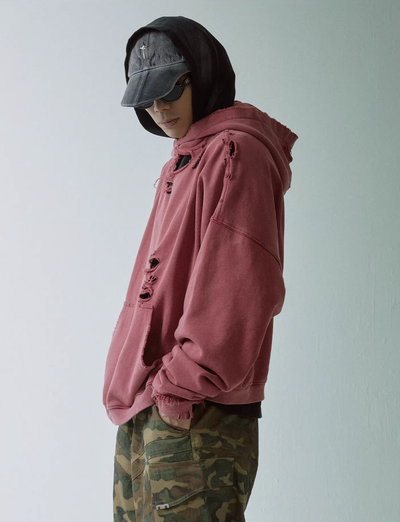 F2CE Washed Destruction Metal Logo Hoodie | Face 3 Face