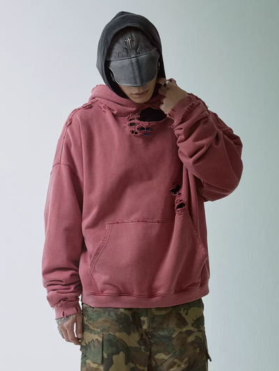 F2CE Washed Destruction Metal Logo Hoodie | Face 3 Face