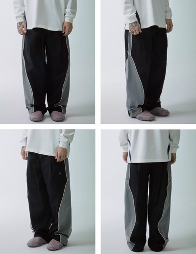 F2CE Stitching Contrast Color Baggy Sports Pants | Face 3 Face