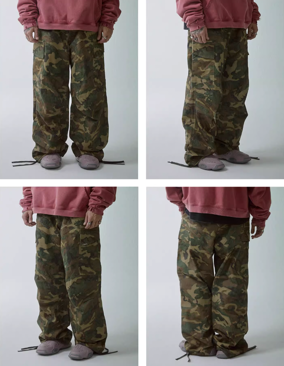 F2CE Pleated Camouflage Work Baggy Cargo Pants | Face 3 Face