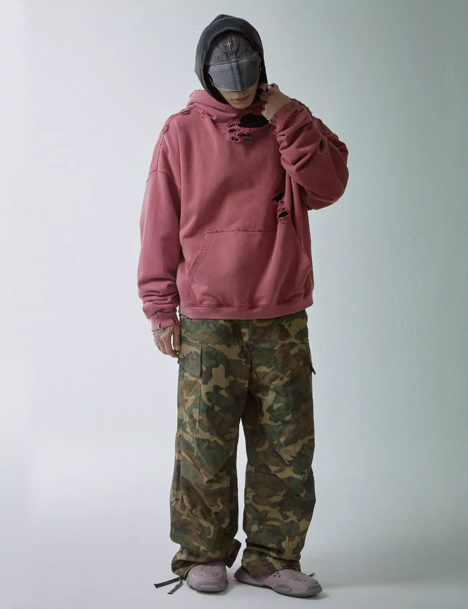 F2CE Pleated Camouflage Work Baggy Cargo Pants | Face 3 Face